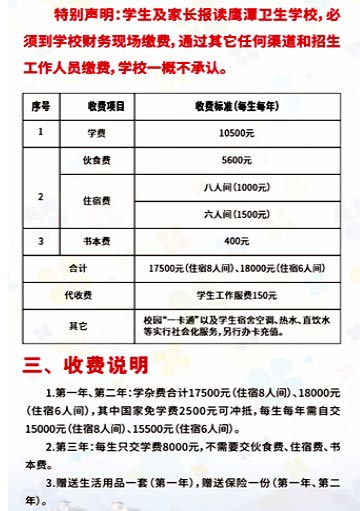 鹰潭卫生学校学费 鹰潭卫生学校学费