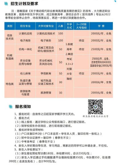 2022南昌县中等专业学校招生简章