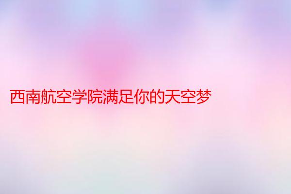西南航空学院满足你的天空梦