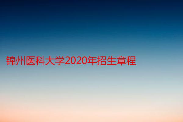 锦州医科大学2020年招生章程