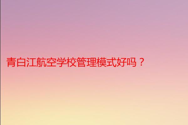 青白江航空学校管理模式好吗？