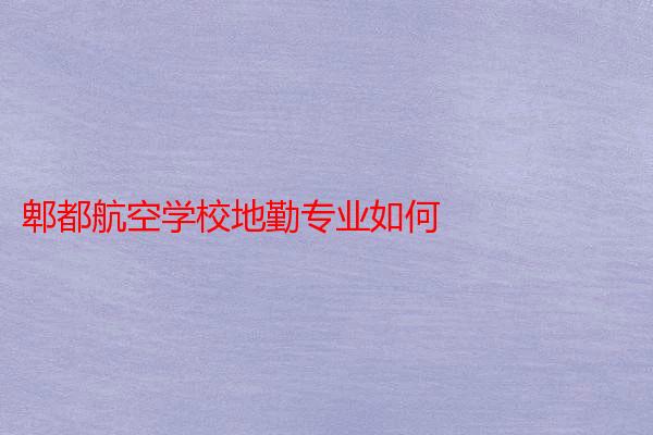 郫都航空学校地勤专业如何