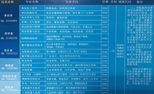 重庆轻工职业学院2023学费