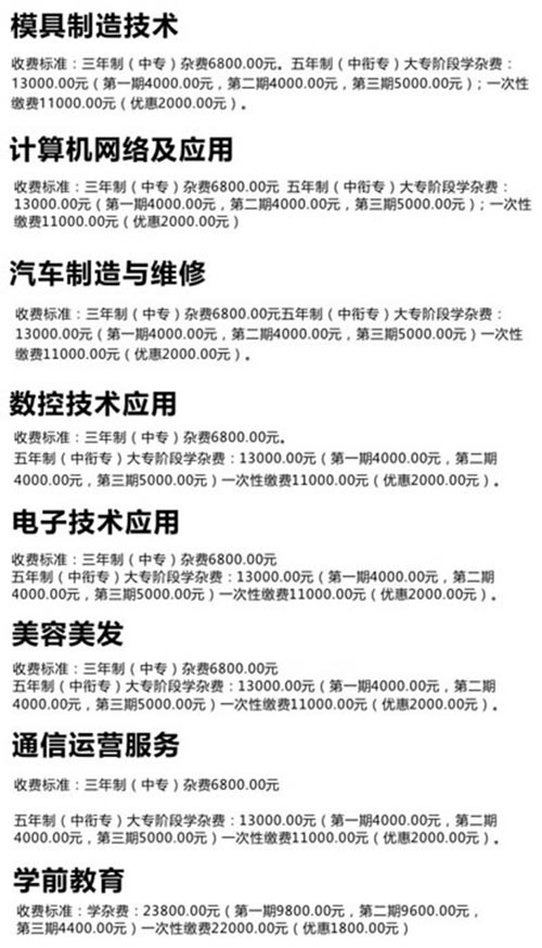 重庆现代信息工程学校学费、报名费1